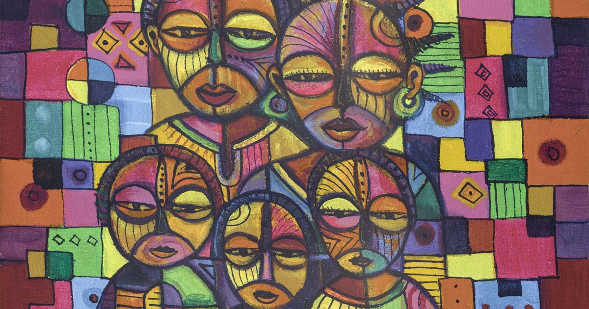 The Happy Family. Giclee print from deals Cameroon, Africa