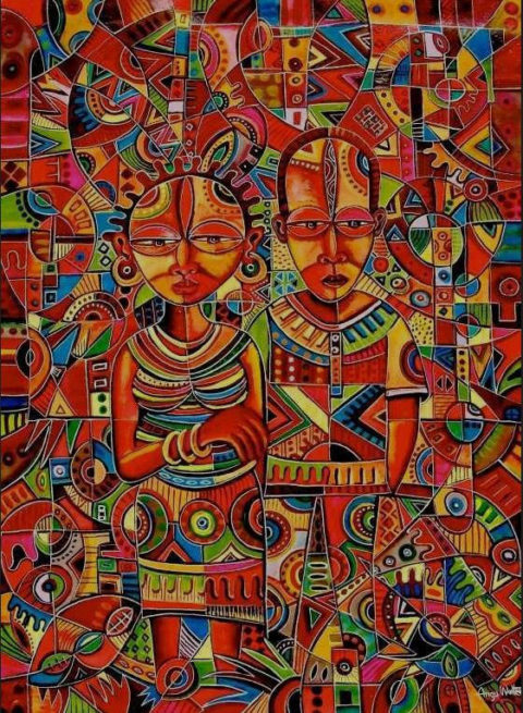 The Couple • Art Cameroon African Paintings