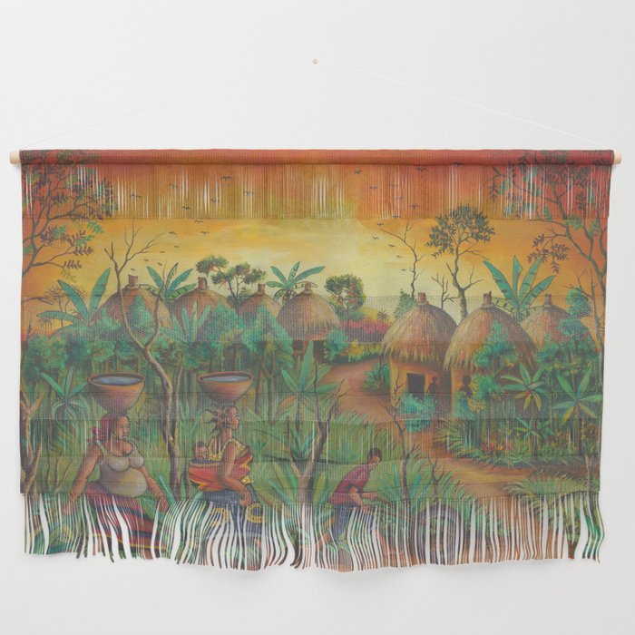 Village painting wall hanging